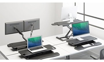 HALTERUNGSPROFI Steh-Sitz Schreibtisch Sit-Stand Workstation Höhenverstellbarer Aufsatz für den Schreibtisch, zum Arbeiten im Sitzen oder Stehen mit Gasdruckfeder GTS-012 (95cm) - 6