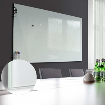 Premium Glas-Magnettafel beschreibbar | TÜV-geprüft | Whiteboard rahmenlos mit Schwebe-Effekt | Pinnwand magnetisch aus Sicherheitsglas | 7 Größen (120 x 120 cm) - 5